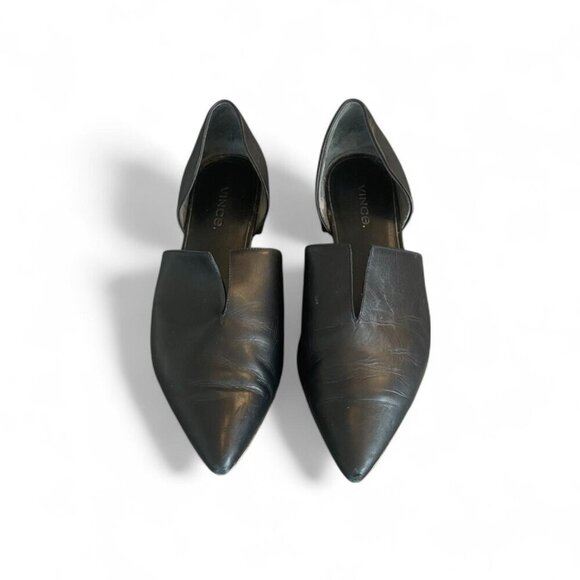 Vince Darlington Black Leather Dorsay Pointed Toe Flats | Womens Size 8 (EU 38) - Picture 2 of 4